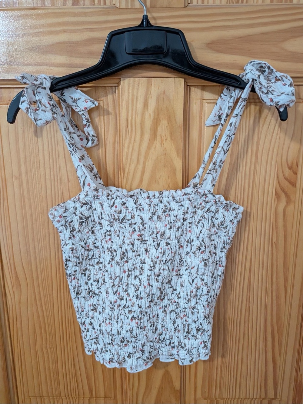 Abercrombie & Fitch Floral Smocked Tie Strap Top Small